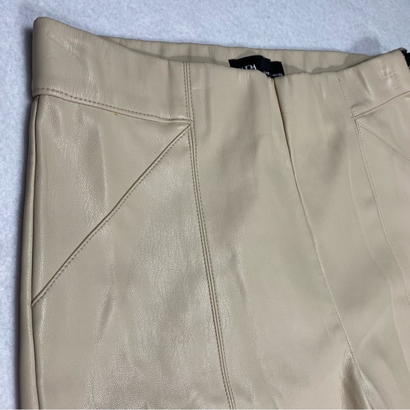 Zara Faux Leather Beige Skinny Side Zip Pants Size S #1450 - Picture 2 of 14